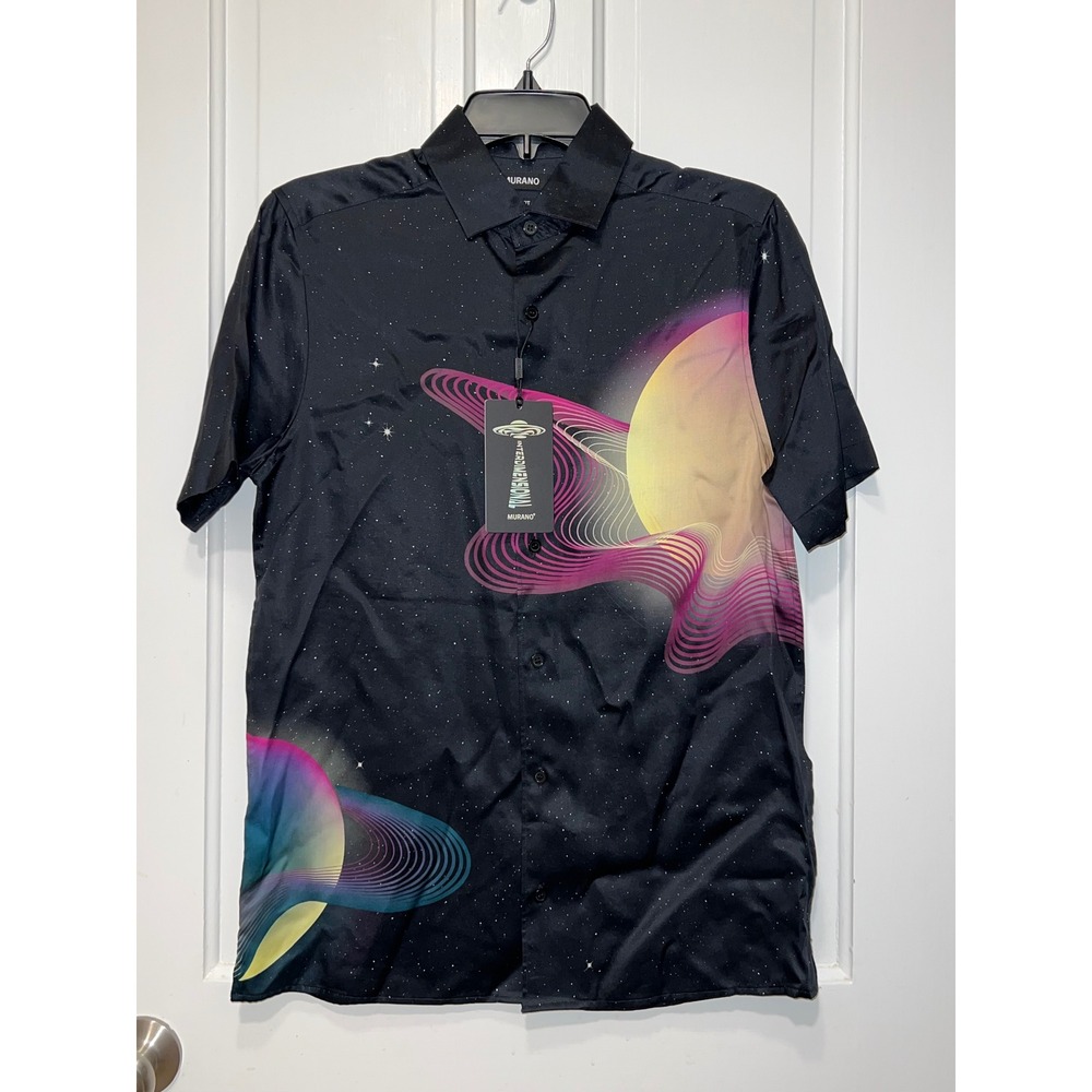 Murano Interdimensional Slim Fit Galaxy Planet Graphic Shirt Mens Small NWT